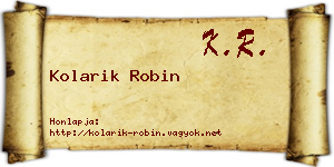 Kolarik Robin névjegykártya